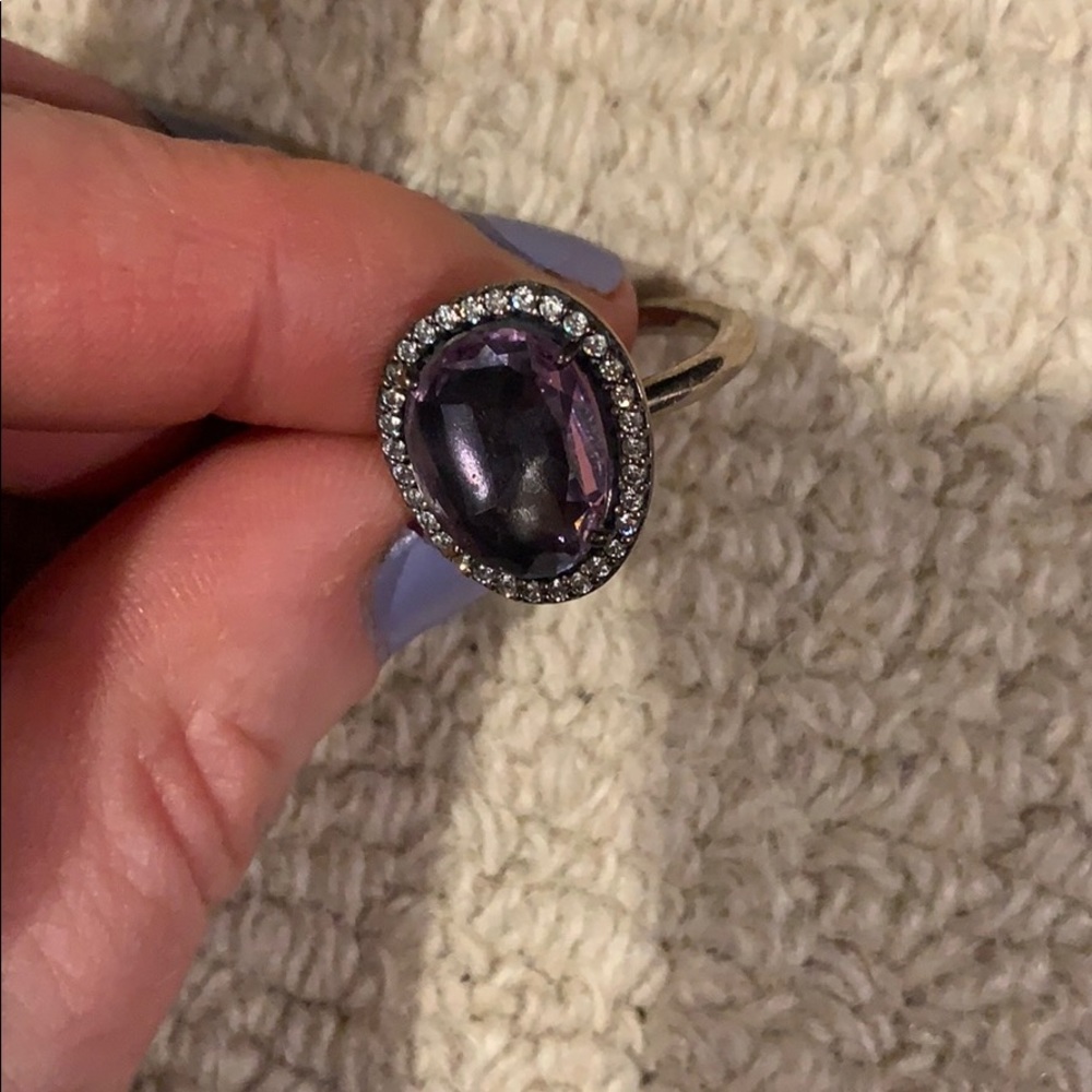 Pandora Purple cocktail ring silver